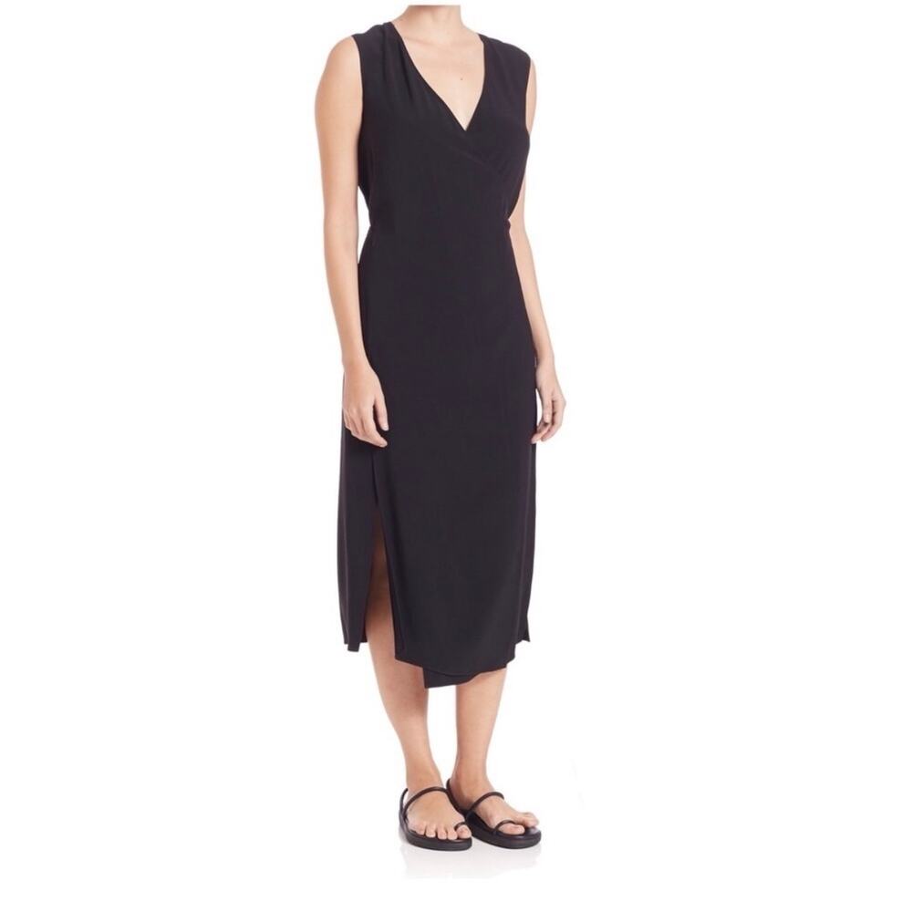 Helmut Lang Side Slit Midi Wrap Dress Black Large